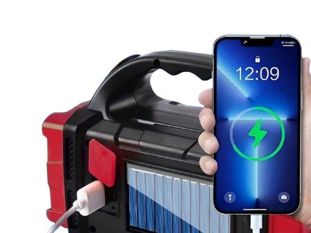 Lukturis ar saules bateriju Powerbank uzlādējams LED COB (P12317_cze) red