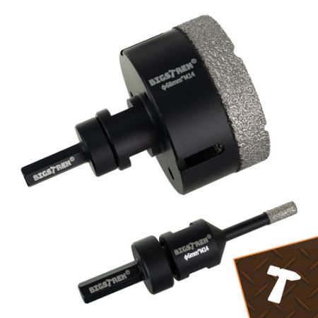 Dimanta caurumzāģu komplekts 6–68 mm + adapteris - 6 daļu komplekts keramikas izstrādājumiem un keramikai Bigstreen (P27079)