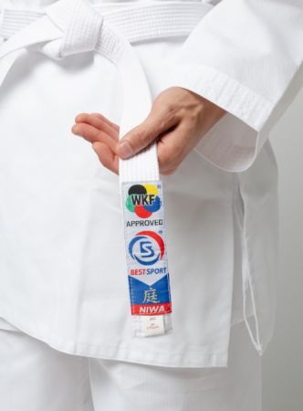 Best Sport Кимоно NIWA karate gi WKF белый пояс, Размер 110 - 150 см