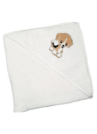 ДЕТСКОЕ ПОЛОТЕНЦЕ С КАПЮШОНОМ ЩЕНОК WHITE