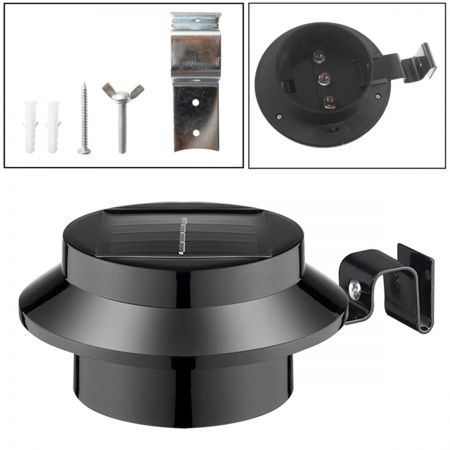 Dārza lampa ar saules bateriju 3LED melna (PZD52)