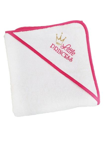 ДЕТСКОЕ ПОЛОТЕНЦЕ С КАПЮШОНОМ LITTLE PRINCESS WHITE/ PINK
