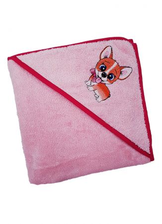 ДЕТСКОЕ ПОЛОТЕНЦЕ С КАПЮШОНОМ КОРГИ PINK