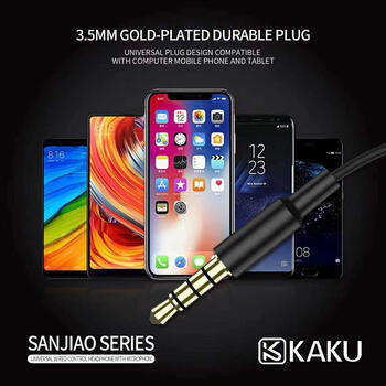 iKAKU KSC-136 Sanjiao Универсальные In-Ear Аудио и Звонков Наушники 3.5mm 1.2m Кабель с Микрофоном и Пультом Белый (KSC-136-WH)