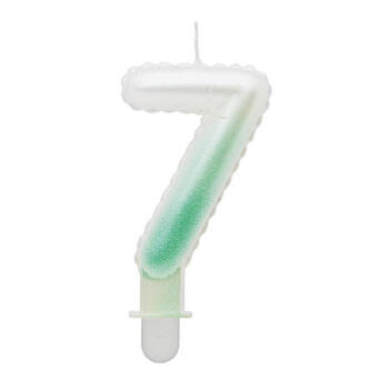 GoDan Tortes svece - Gaisa Balons Skaitlis 7 (7cm) White/Green Ombre (MLG175103)