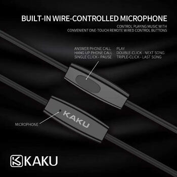 iKaku KSC-136 Sanjiao Универсальные In-Ear Аудио и Звонков Наушники 3.5mm 1.2m Кабель с Микрофоном и Пультом Чёрный (KSC-136-BK)