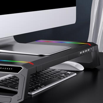 Riff T1 ICE Coorel Подставка для монитора с RGB-подсветкой / 4 USB-портами / подставкой для мобильного телефона (RF-T1)