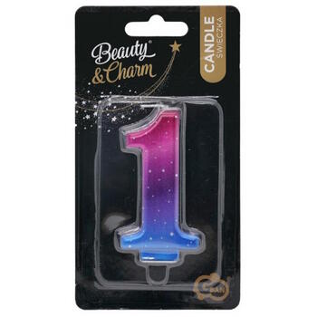 GoDan Night sky Metallic Tortes svece Skaitlis 1 (8cm) Pink/Blue/Violet Ombre (MLG174595)