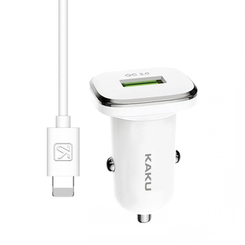 iKAKU KSC-317 Universāls Auto lādētājs QC 3.0 18W ar Lightning kabeli Balts (KSC-317-LIGHTN-WH)