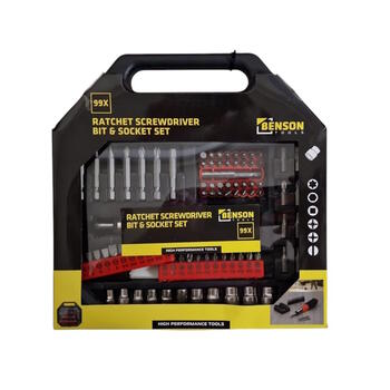 Benson Tools Ratchet Screwdriver Bit&Socket Set sprūdrata skrūvgriežu uzgaļu un uzgaļu komplekts (101 daļa) Cr-V (007741)