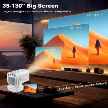 Riff HY260 Pro Ultra pārnēsājamais viedais projektors BT 5.4 1080p Android 11.0 Wi-Fi 6 ar automātisko trapeces korekciju (RF-HY260Pro)
