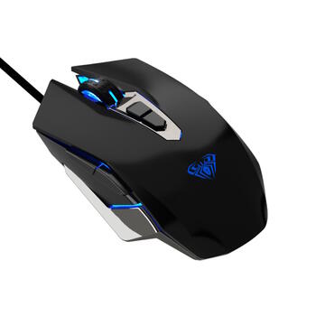 Aula S50 Multi-krāsu apgaismojuma Spēļu Optiskā pele a vadu/ 7 pogas/800-4800dpi/ ar ergonomisku formu/ Melna (S50)