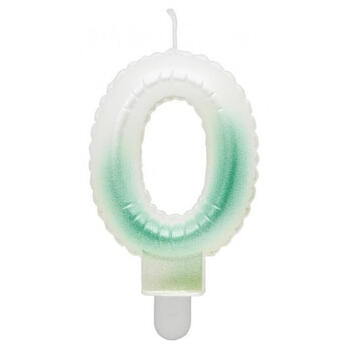 GoDan Свеча на торт в виде воздушного шара Цифра 0 (7cm) White/Green Ombre (MLG174960)