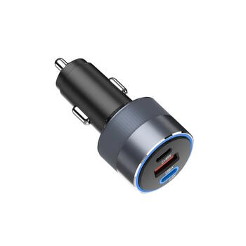 Forcell F-Energy Alu automašīnas lādētājs 2 x USB-C + USB-A QC4.0 PD SFC2.0 3A 85W (FO-ALU-85W)