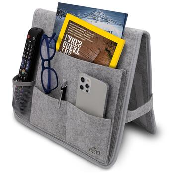 VILSTO filca materiāla piegultas kabata, mantu glabātuve dīvānam, klubkrēslam, galdam Grey (BEDSIDE-POCKET-LGREY)