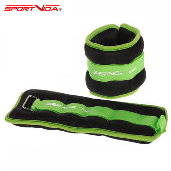 SportVida Ergo Fit Веса для Рук или Ног 2 * 0.5KG регурируемы липучкой Зеленый (SV-HK0032)