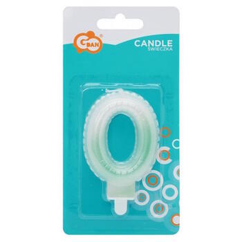 GoDan Свеча на торт в виде воздушного шара Цифра 0 (7cm) White/Green Ombre (MLG174960)