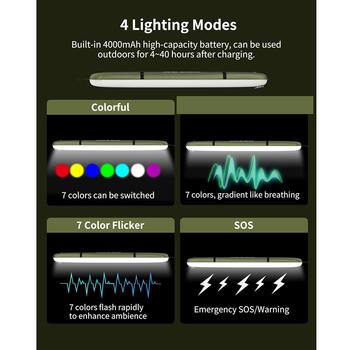ZTARX A86 Ūdensizturīgs Piepūšams Profesionāls RGB LED Cauruļveida Gaismas Lukturis 339LM + Gaisa Sūknis / Saules Lādētājs / Pārnēsājamais Banks IP66 4000mAh (ZTARX-A86)
