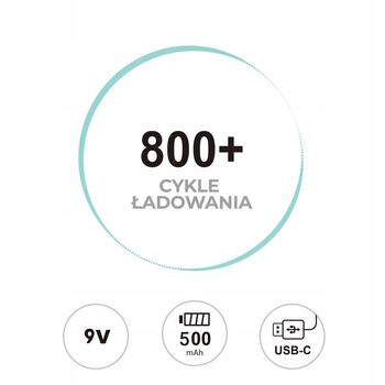 Liibattaries Мощные аккумуляторные батареи Lithium-Ion с USB-C 6F22 6LR61 MN1604 «Крона» 9V 500mAh 9V (2pcs) (LIB510781)