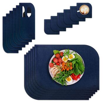 VILSTO filca materiāla galda paliktņu komplekts (18 gb.) Blue (PLACEMAT-SET-18pcs-BLUE)