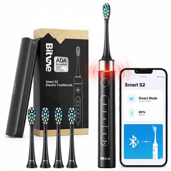 Bitvae S2 Bluetooth elektriskā zobu birste ar 5 tīrīšanas režīmiem / x4 birstes / taimeris Black (BIT-S2)