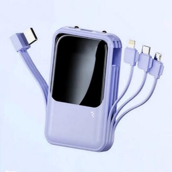 RR-H726 Внешний аккумулятор 10W 10000mAh со встроенными кабелями USB-C / Lightning / Micro USB / USB-A Pink (RR-H726)