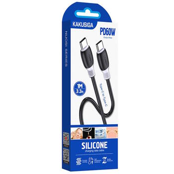 iKaku KSC-951 PD60W Быстрый провод для подзаряда и передачи данных Type-C на Type-C Black (KSC-951/BK)