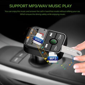 Riff CAR-B2 Bluetooth FM / MP3 Transmiteris Auto lādētājs 2x USB QC3.0 3.1A Black (RF-CAR-B2)