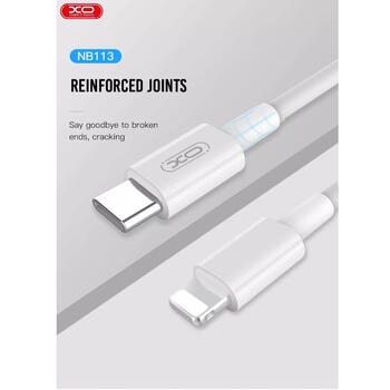 XO NB113 Прочный TPE Универсальный USB-C (Type-C) на Lightning PD Кабель данных и быстрого заряда 2.4A 1м Белый (NB113)