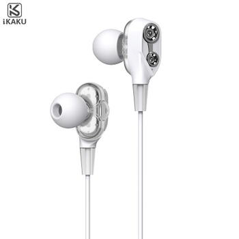 iKAKU KSC-398 Универсальные легкие наушники-вкладыши HiFi 3,5 мм с микрофоном 1,2 м Белый (KSC-398-WH)