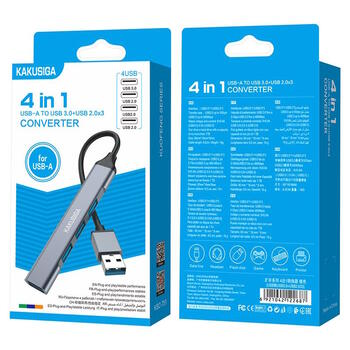 iKaku KSC-751 KUOFENG Hub 4in1 Sadalītājs (USB uz USB3.0 + USB2.0 x3) Grey (KSC-751)
