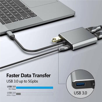 Riff 4in1 Адаптер-конвертер USB-C на HUB PD + HDMI + VGA + USB 3.0 (RF-4IN1-CONV)
