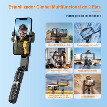 Riff Q18 Universāls Smart izsekošanas galda vienasu statīvs Gimbal Stabilizer ar BT4.2 / 360° rotāciju Black (RF-Q18)