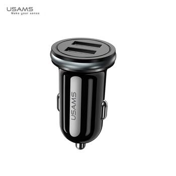 Usams US-CC050 C4 Универсальная Авто DC 12-24V Два USB Гнезда 2.4A Адаптивная Быстрая Зарядка Черный (CC50GC01)