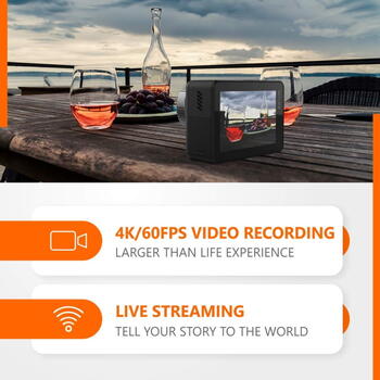 SJCam SJ10 Pro Wi-Fi Водостойкая 30m Камера 4K 60fps 6-Axis Gyro 5G 2.33'' UHD IPS LCD Черный (SJ10PRO-BK)