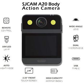 SJCam A20 2K Водостойкая Переносная Камера с Dual Микрофоном 16M 2.33" тачскрин + пульт Черный (SJA20)