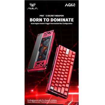 Aula AG60 EN Расклдака 60% Проводная CNC Алюминиевая Механическая игровая клавиатура 8000Hz Polling RGB Backlight Red+White (AG60)