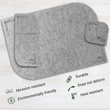 VILSTO filca materiāla galda paliktņu komplekts (18 gb.) Grey (PLACEMAT-SET-18pcs-LGREY)