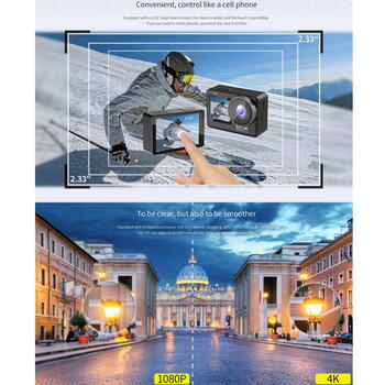 SJCam SJ10 Pro Два LCD Wi-Fi Водостойкая 30m Камера 4K 60fps 6-Axis Gyro IPS 2.33'' + 1.3'' Черный (SJ10PRODU-BK)