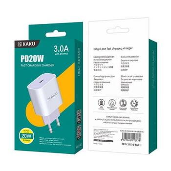 iKaku KSC-500 HELI 20W QC3.0 PD Type-C Ligzdas ātrs tīkla lādētājs White (KSC-500)