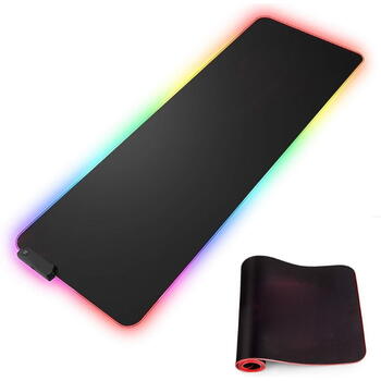 Riff RGB-01 spēļu peles paliktnis gumijots audums ar USB RGB LED krāsu apgaismojumu (80x30cm) melns (RF-RGB-01)
