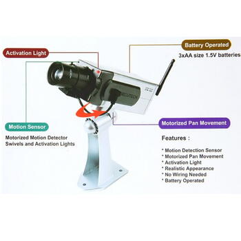 Riff RF-DM1 CCTV IR Ārtelpu kameras mulāža ar kustības sensoru kas virza slīpumu 3x AA battery Silver (RF-DM1)