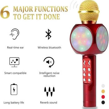 Riff WS-1816 16W Караоке BT микрофон с LED 360 Red (WS-1816/RE)
