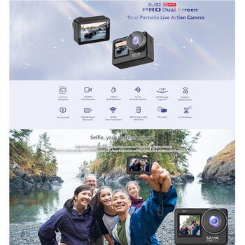 SJCam SJ10 Pro Два LCD Wi-Fi Водостойкая 30m Камера 4K 60fps 6-Axis Gyro IPS 2.33'' + 1.3'' Черный (SJ10PRODU-BK)