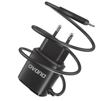 Dudao EU сетевая зарядка - адаптер 2x USB с встроенным 12W Lightning проводом 1m Black (DUD-A2ProL)