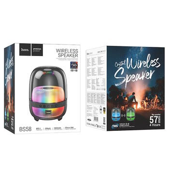 Hoco BS58 10W Беспроводная колонка с ярким цветной подсветкой Black (BS58)