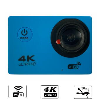 Riff SPK-1 Ultra HD 4K 16Mpix Wi-Fi Спорт Камера с 2'' LCD Пультом & 8x Фикс креплениями Синяя (RF-SPK1-BLUE)