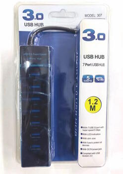 Riff HUB307 Superspeed USB 3.0 adapteris HUB ar 7 USB 3.0 portiem un DC5V strāvas ligzdu (1,2 m) (RF-HUB307)