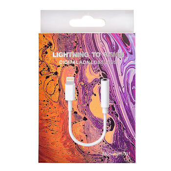 Riff Lightning uz 3.5mm audio austiņu ligzdas adapteris (A1749 / MMX62ZM/A analogs) (RF-AD-LIGHTN-WH)