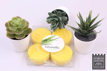 Baltic Candles Макси Чайные свечи 4 штуки с citronella ароматом / время сгорания каждой свечи 8h Yellow (39044)